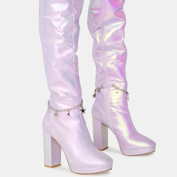 Lilac Fairy Star Thigh High Boots - Picture 1 of 4